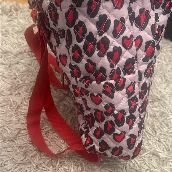 MZWallace Metro Convertible Heart Patterned Backpack - Red and Black Quilted - Picture 8 of 9